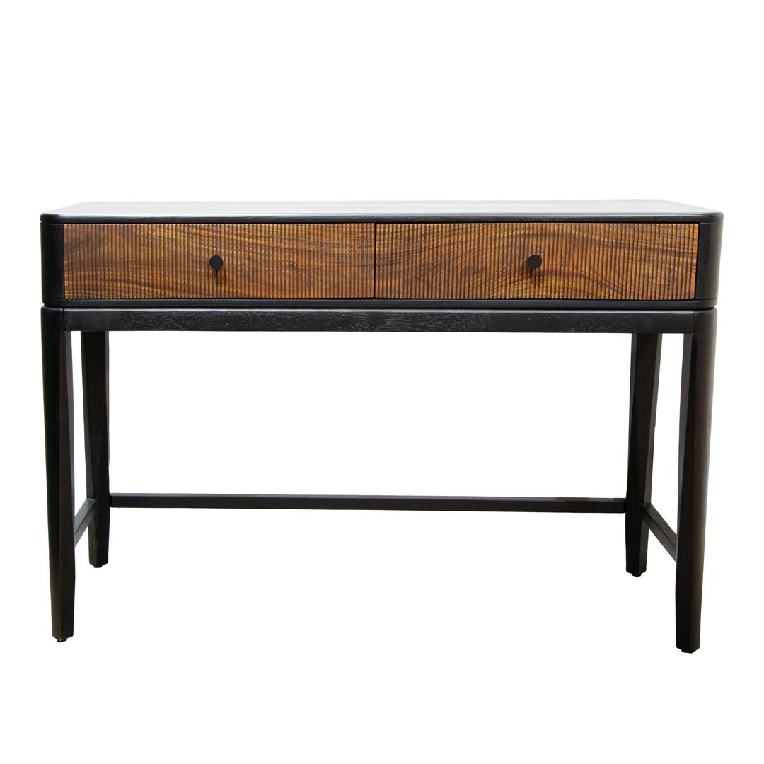 Sullane Console Table in stained black and brown — front view