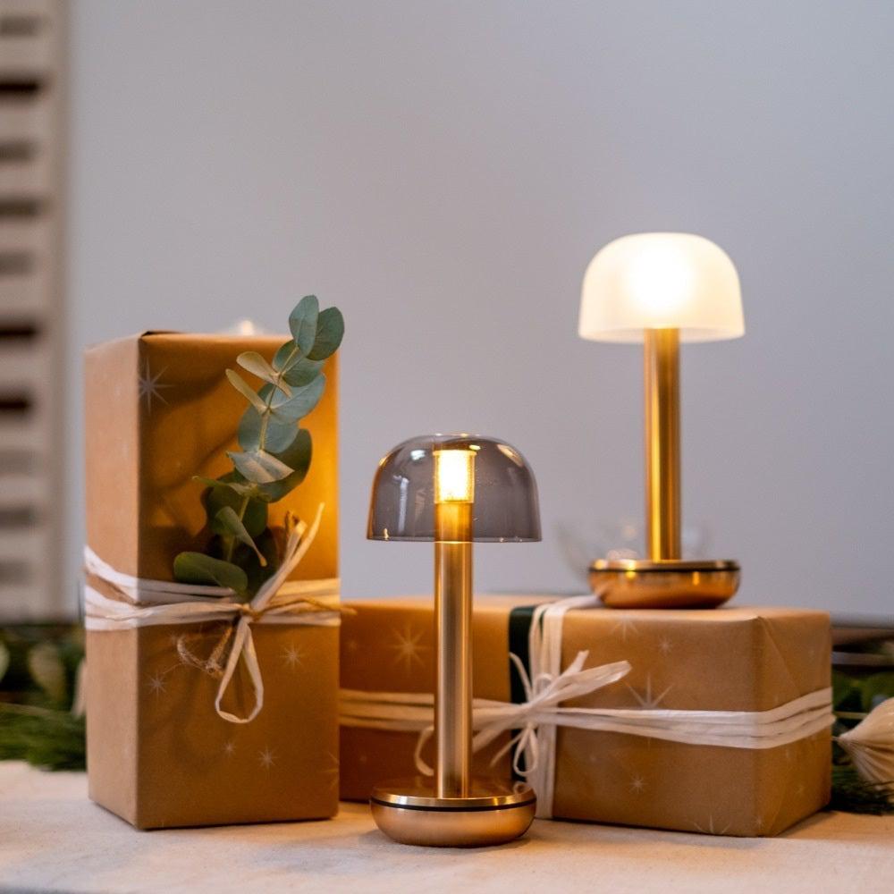 TWO Cordless Table Light - Gold & Smoked Glass