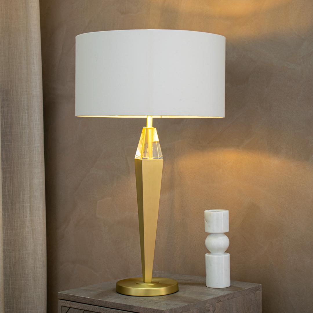 Tagus Table Lamp in gold and opal — front view