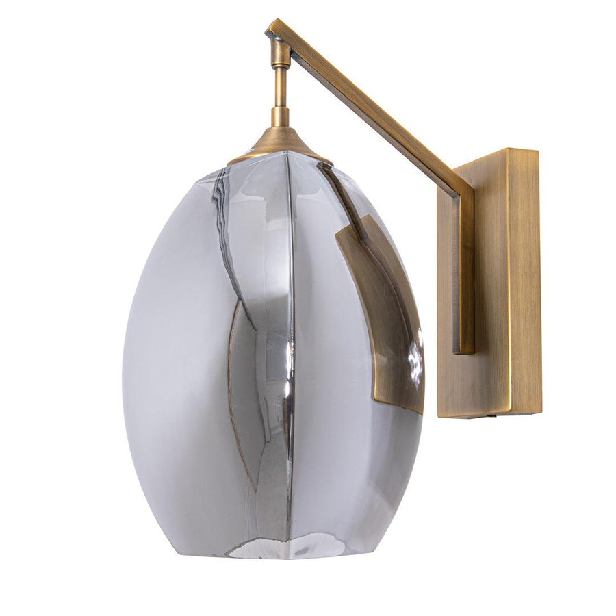 Talence Wall Light in antique brass and smoke — front view