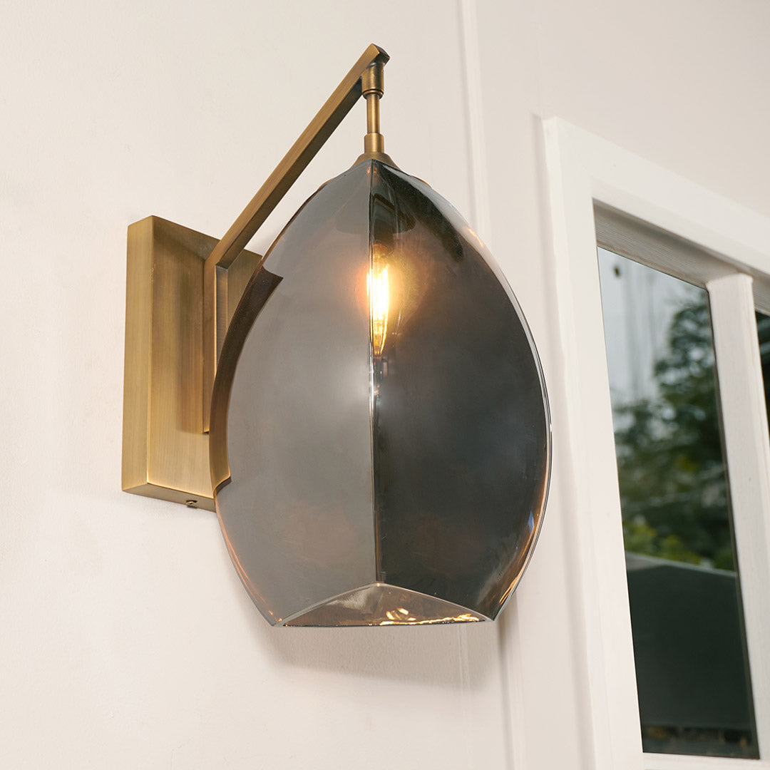 Talence Wall Light in antique brass and smoke — alternative angle
