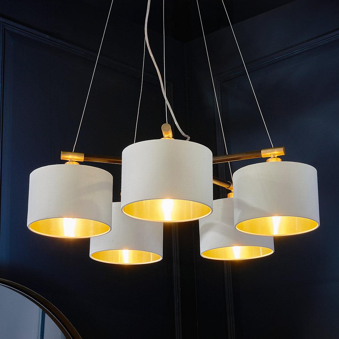 Tirso Chandelier in brass and opal — alternative angle