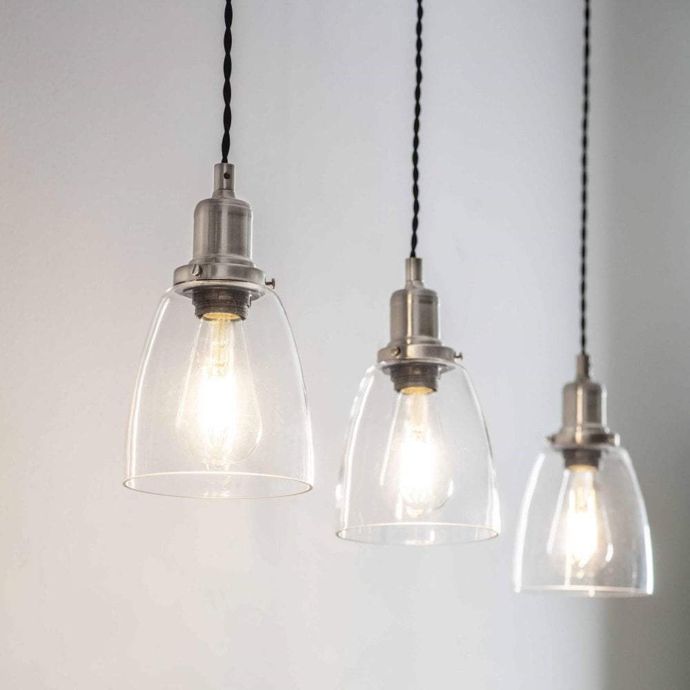 Trio Bullet Glass Pendant Light - Satin Nickel