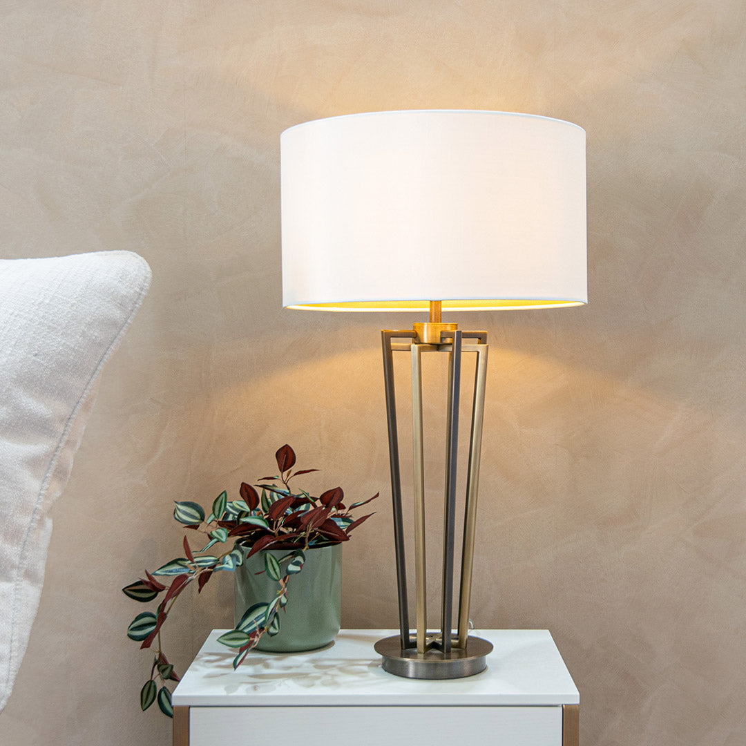 Ulla Table Lamp in brass and cream — front view