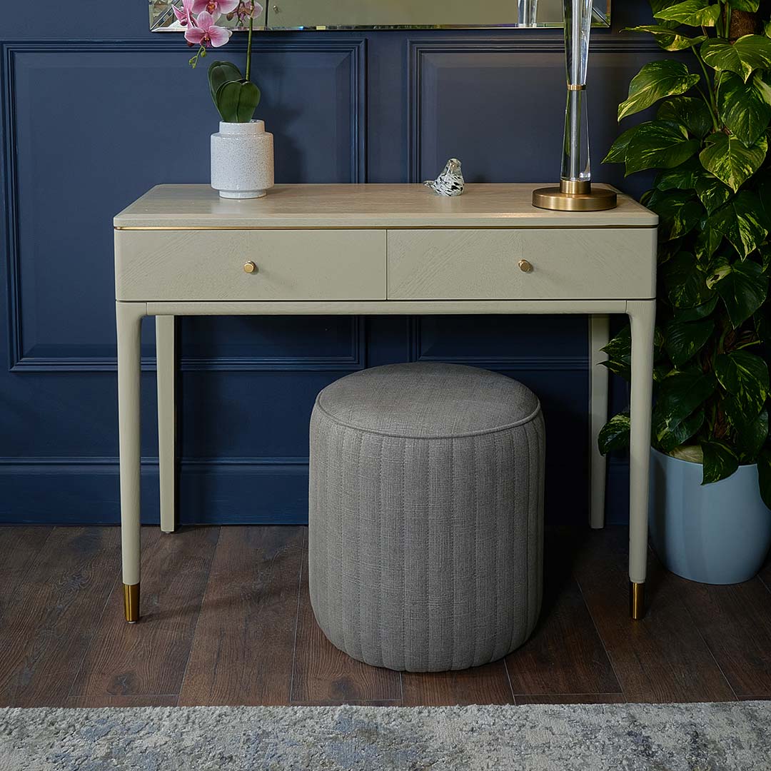 Vancent Off-White Dressing Table in antique brass and off-white — alternative angle