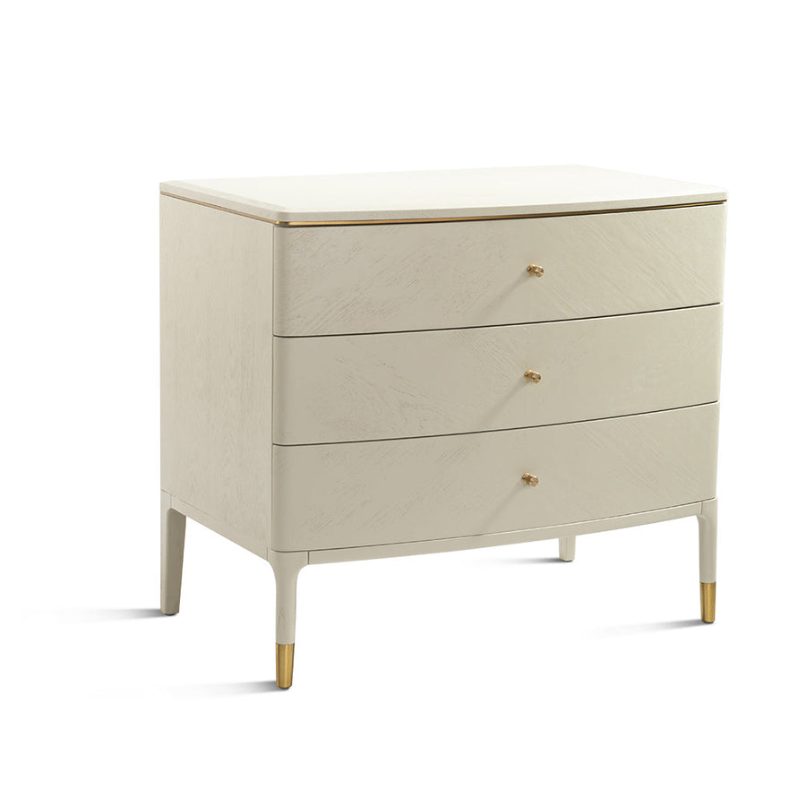 Vancent Off-white Chest Of Drawers in antique brass and off-white — front view