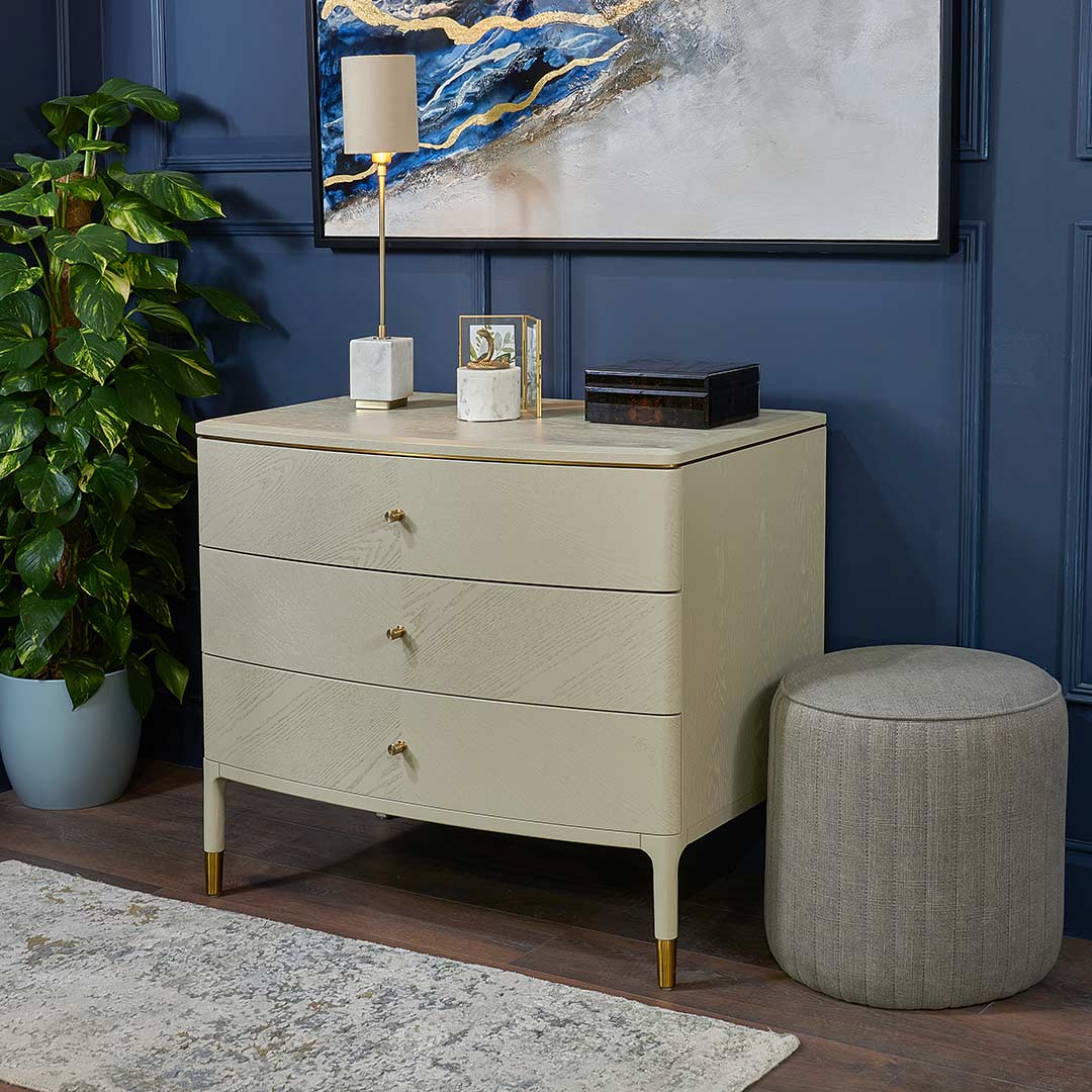 Vancent Off-white Chest Of Drawers in antique brass and off-white — alternative angle