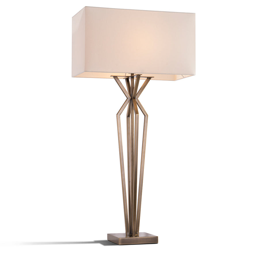 Vannes Table Lamp in antique brass and opal — front view