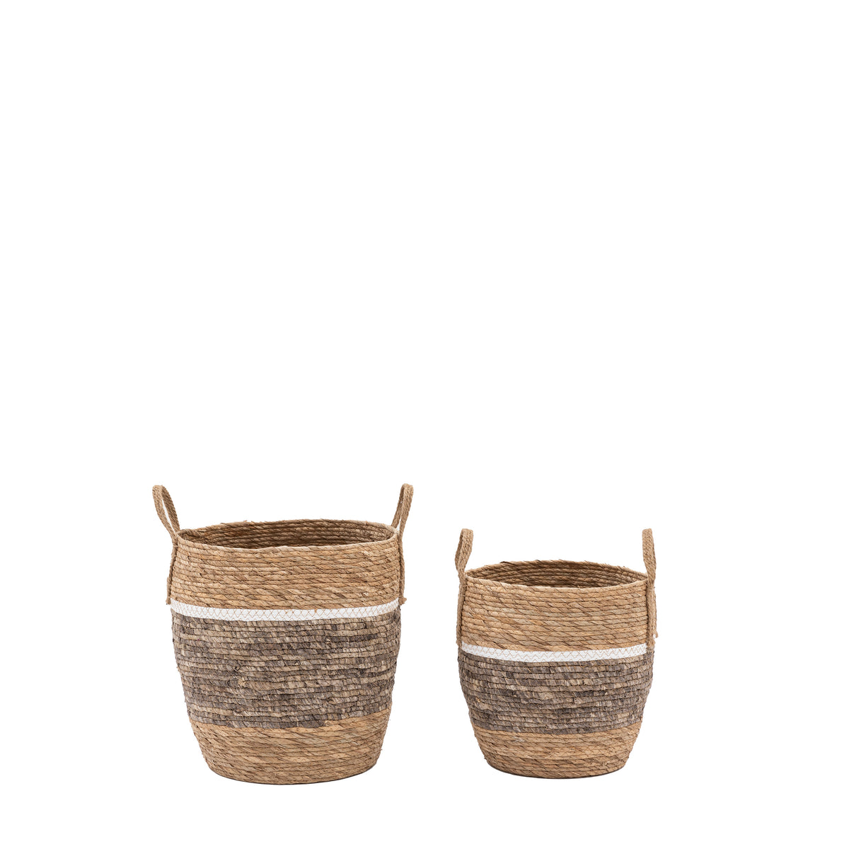 Woven Storage Basket Contrast Stripe Set of 2