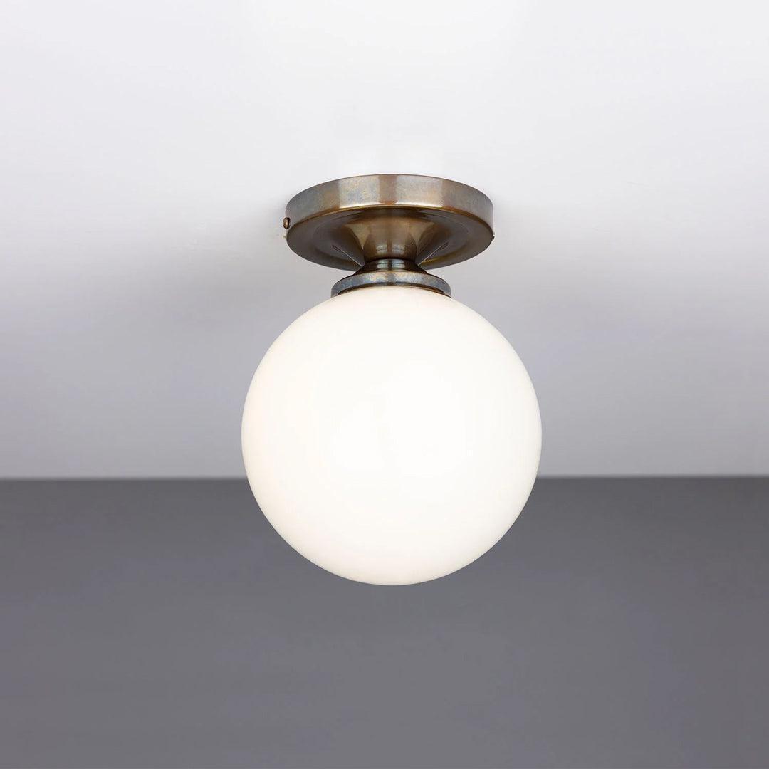 Yaounde Opal Globe Flush Ceiling Light - Mullan Lighting