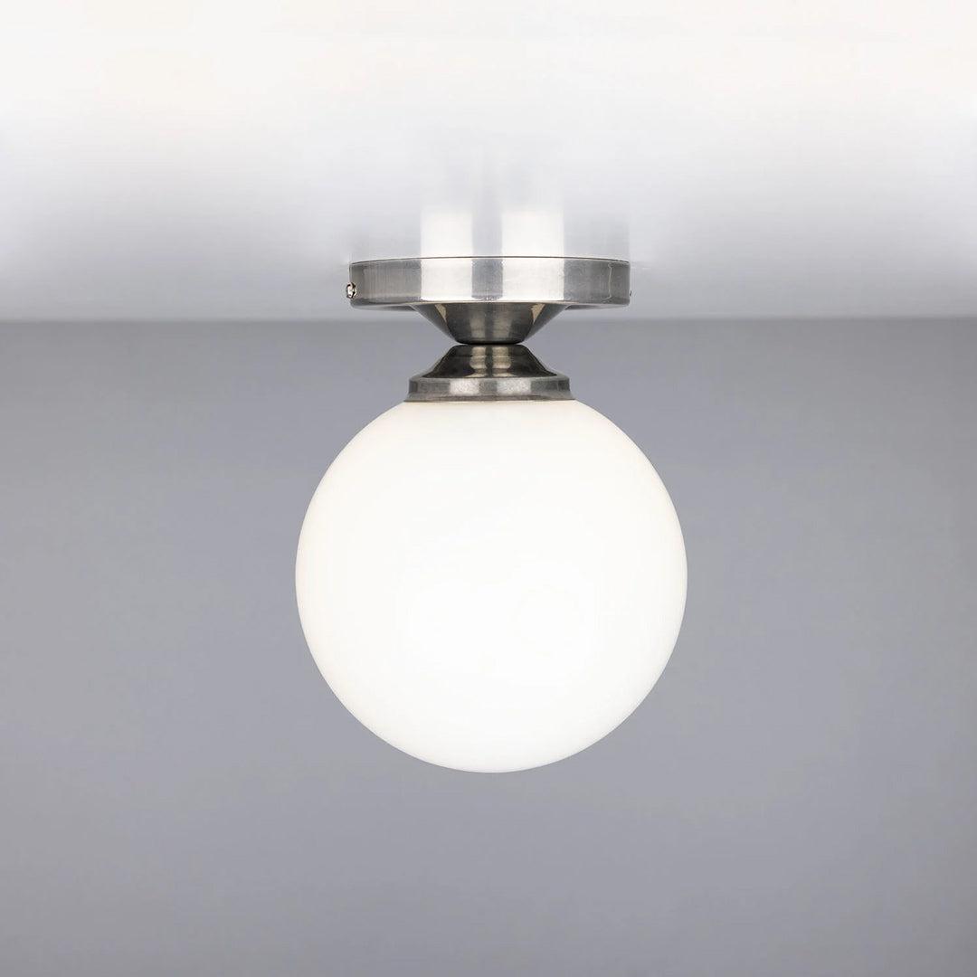 Yaounde Opal Globe Flush Ceiling Light - Mullan Lighting