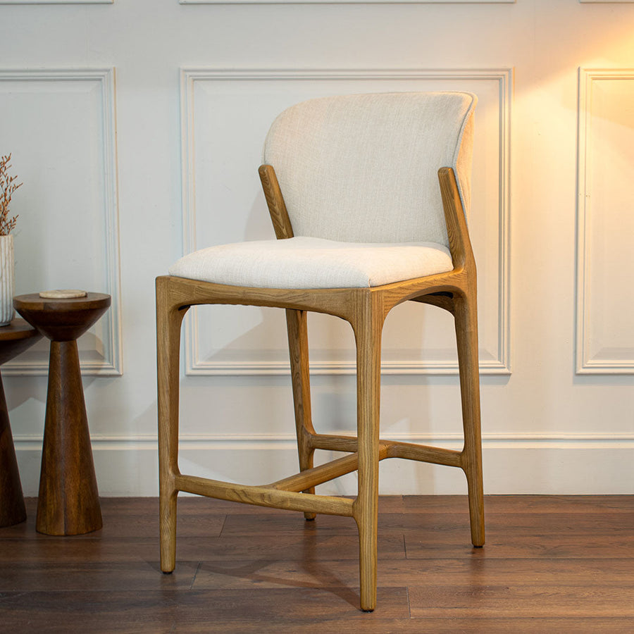 Yeriel Bar Stool in natural beige — detail
