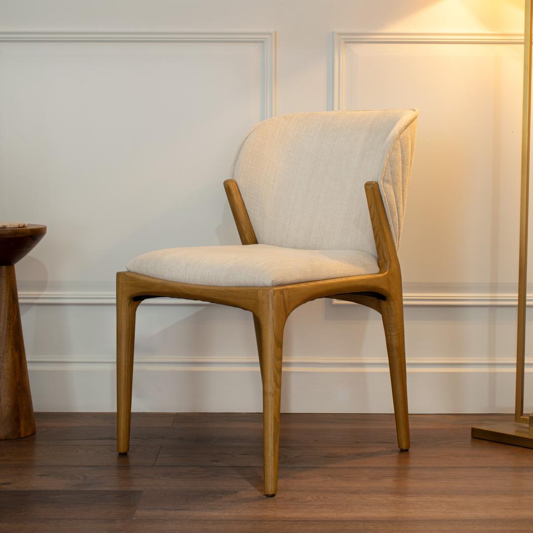 Yeriel Dining Chair in beige and natural — front view