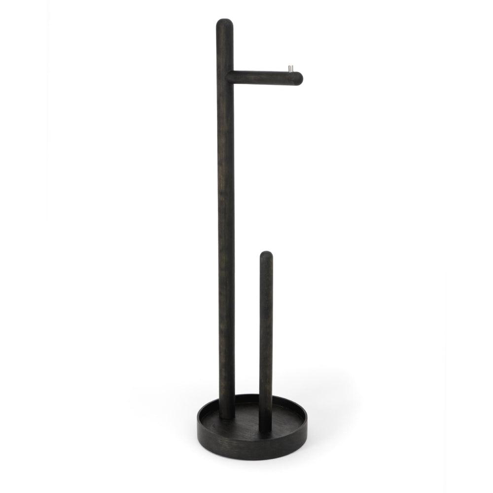 Yoku Freestanding Toilet Roll Holder - Dark Oak