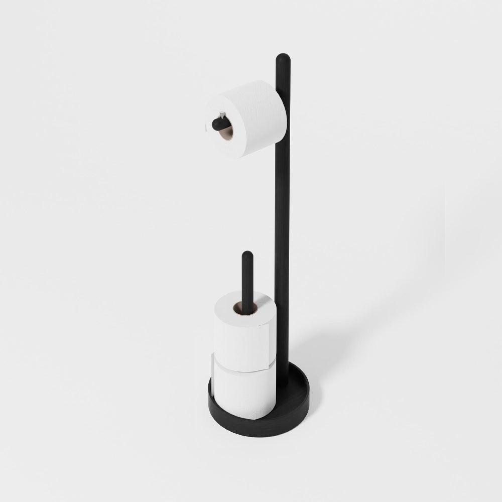 Yoku Freestanding Toilet Roll Holder - Dark Oak