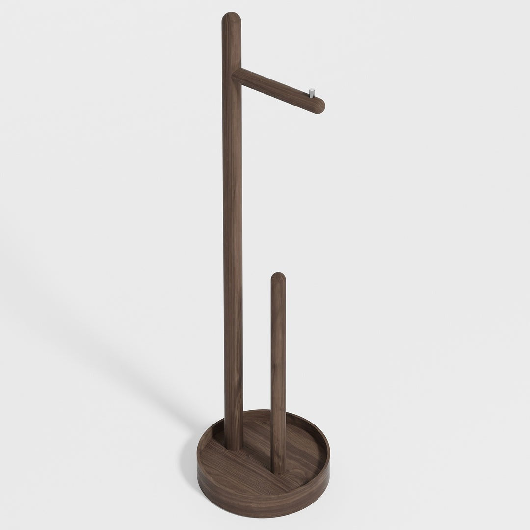 Yoku Freestanding Toilet Roll Holder - Walnut