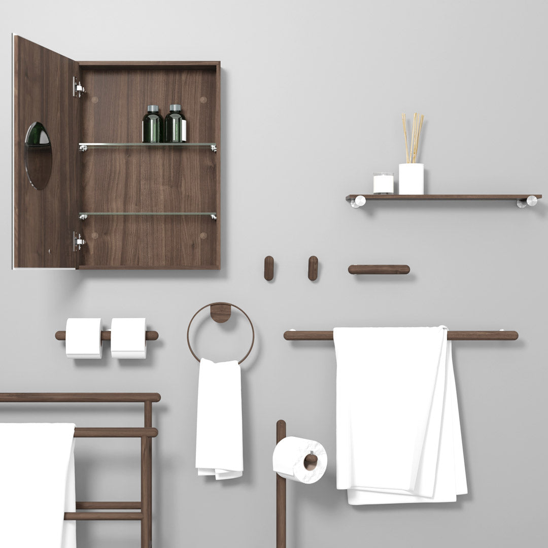 Yoku Freestanding Toilet Roll Holder - Walnut