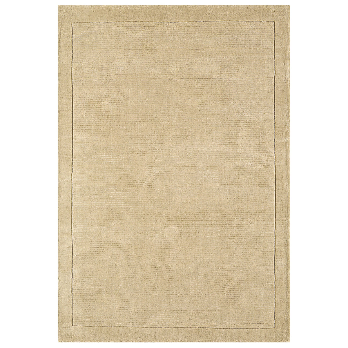 York Beige hand woven wool rug on white background