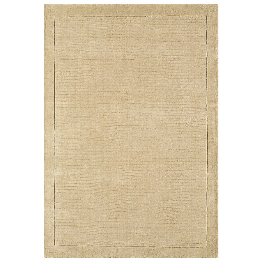 York Beige hand woven wool rug on white background