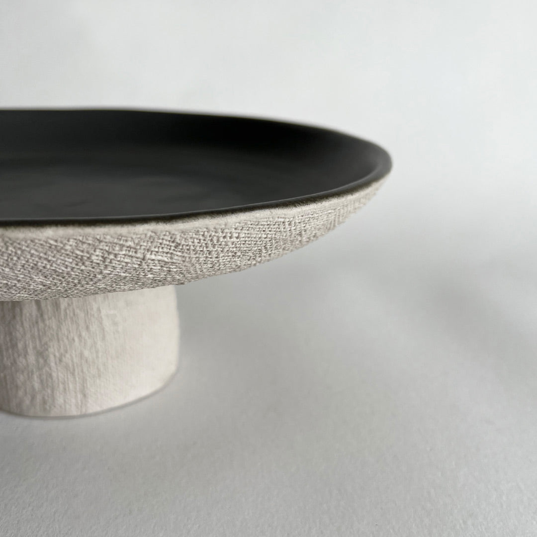 Yuta Ceramic Serving Tray - Charcoal & Beige