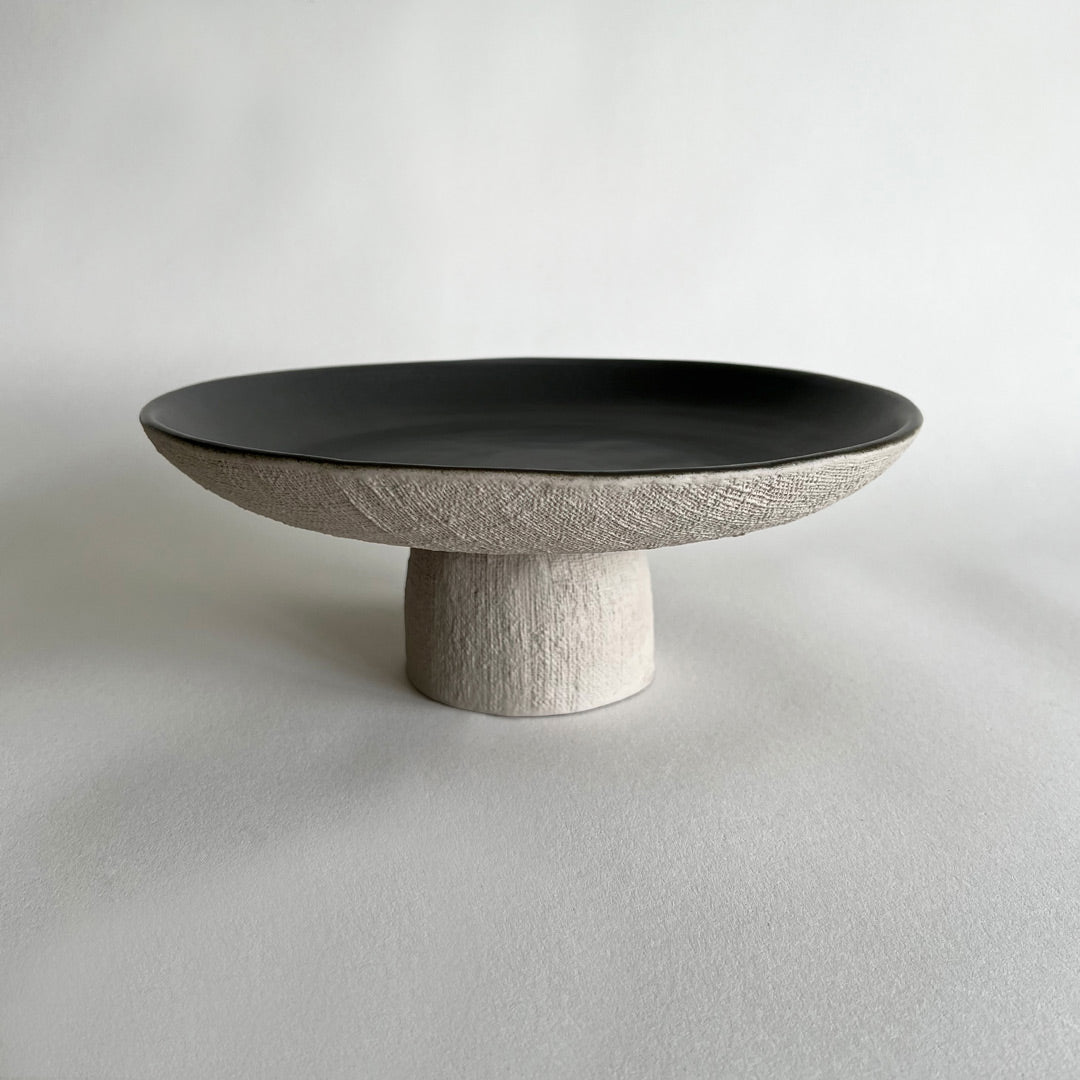 Yuta Ceramic Serving Tray - Charcoal & Beige