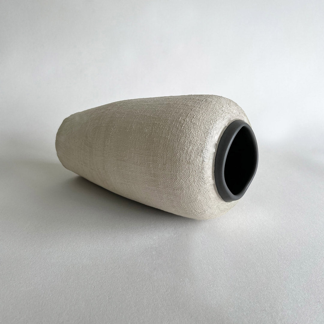 Yuta Large Ceramic Vase - Beige & Charcoal