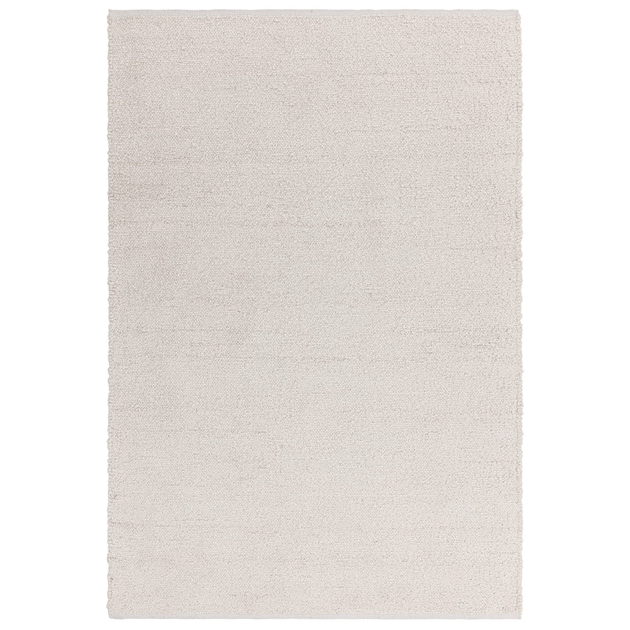 Abbus Ivory boucle rug shown from above on a plain background