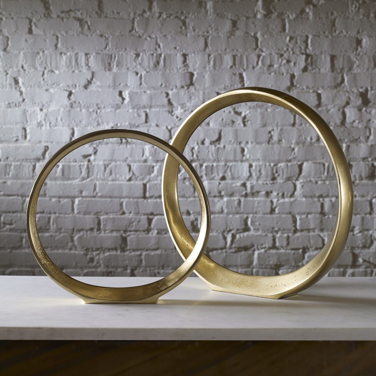 Jimena Gold Ring Sculptures – Set of 2