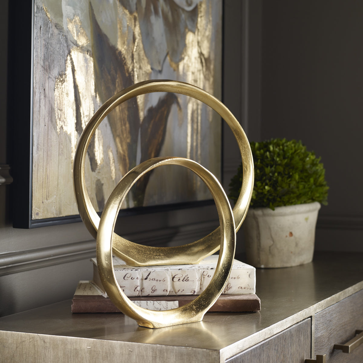 Jimena Gold Ring Sculptures – Set of 2