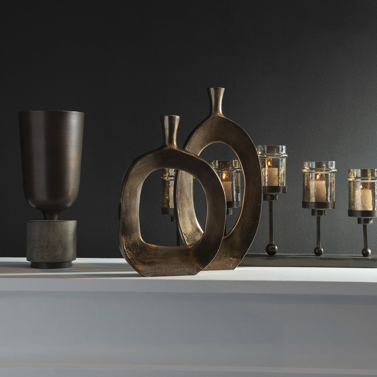 Kyler Textured Bronze Vases – Set of 2