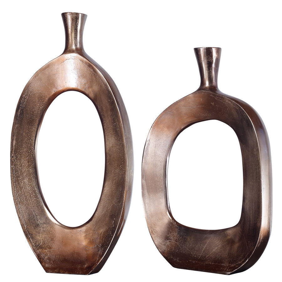 Kyler Textured Bronze Vases – Set of 2