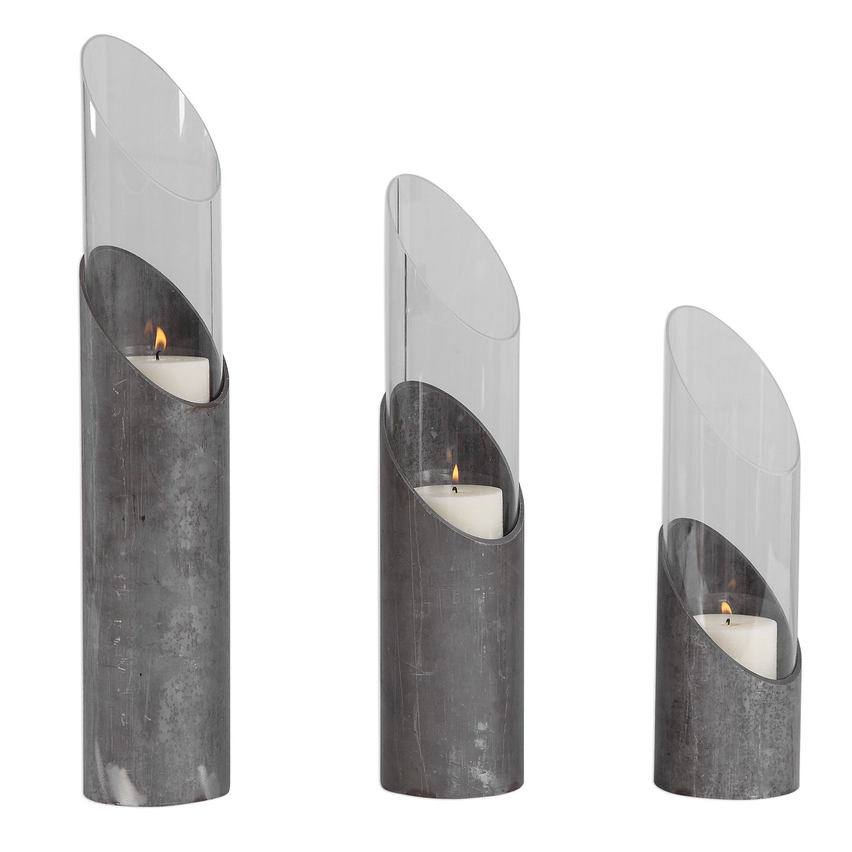 Karter Iron and Glass Candleholders – Set of 3