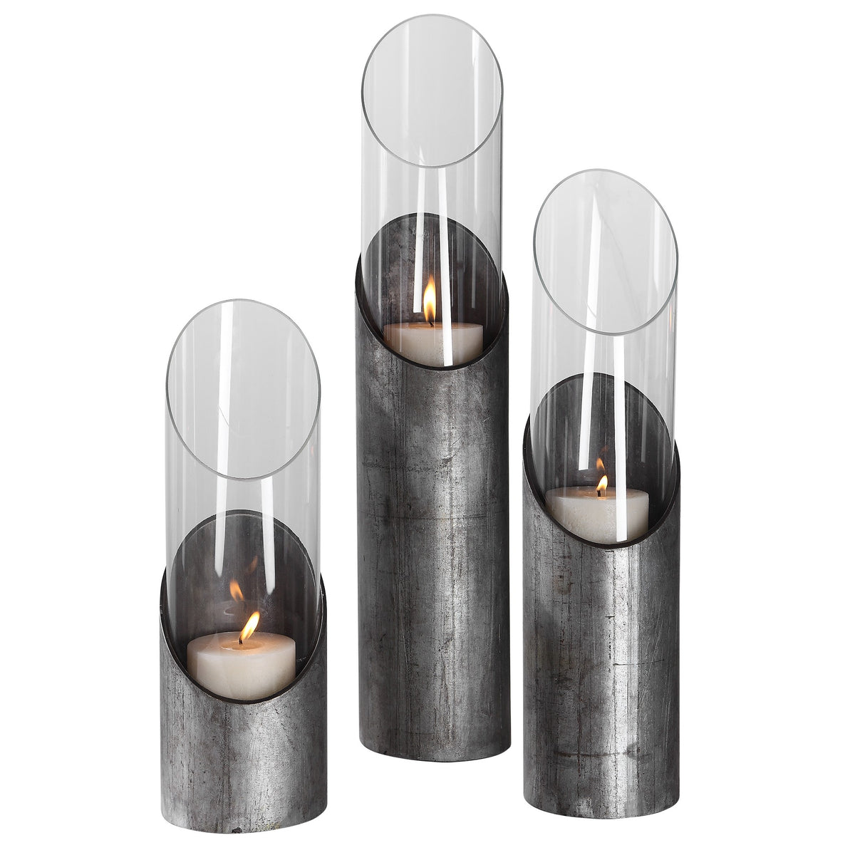 Karter Iron and Glass Candleholders – Set of 3