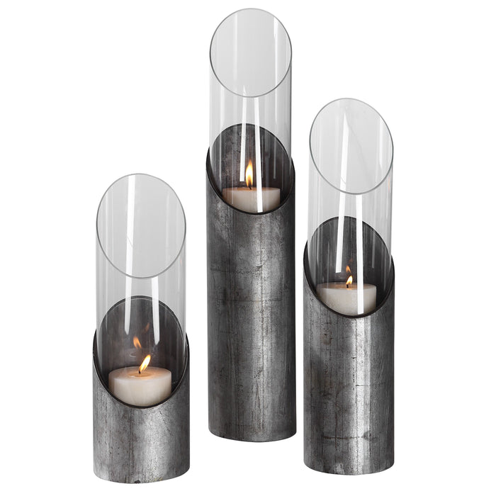 Karter Iron and Glass Candleholders – Set of 3