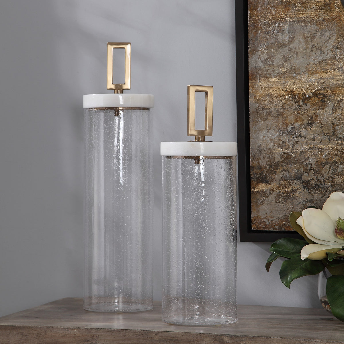 Hayworth Seeded Glass Containers – Set of 2