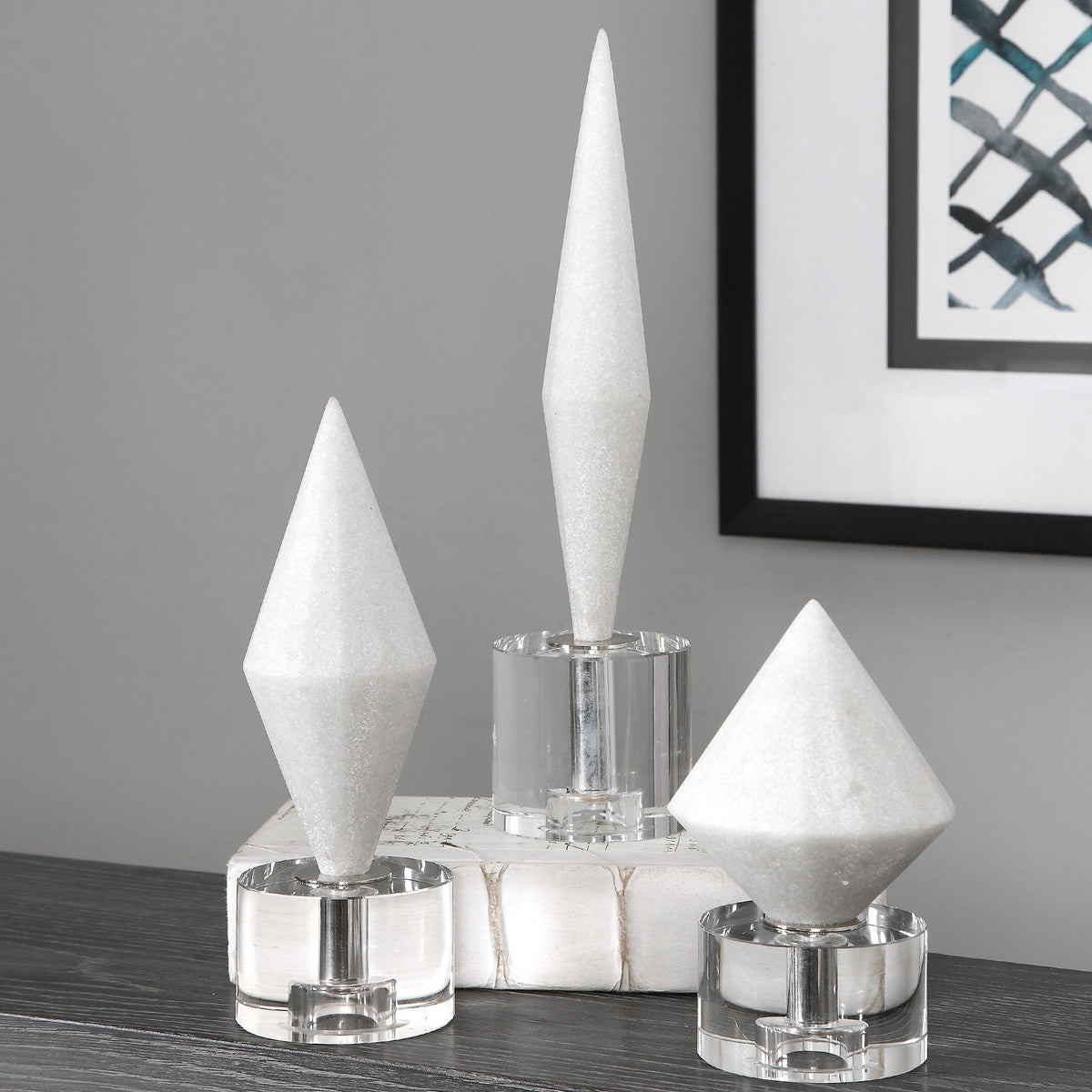 Alize White Stone Sculptures – Set of 3