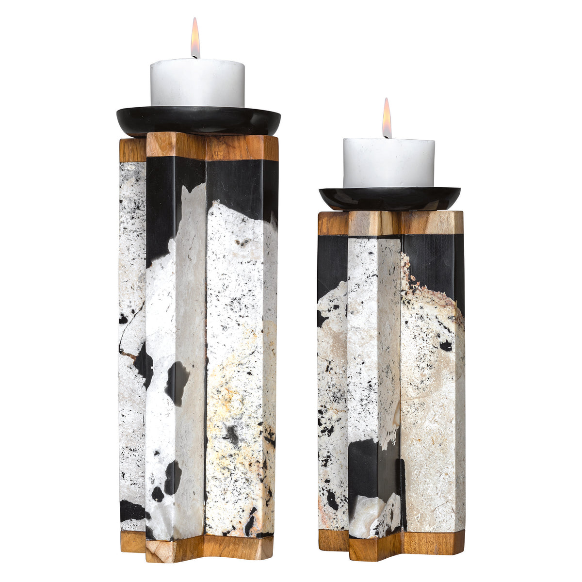 Illini Stone Candleholders – Set of 2