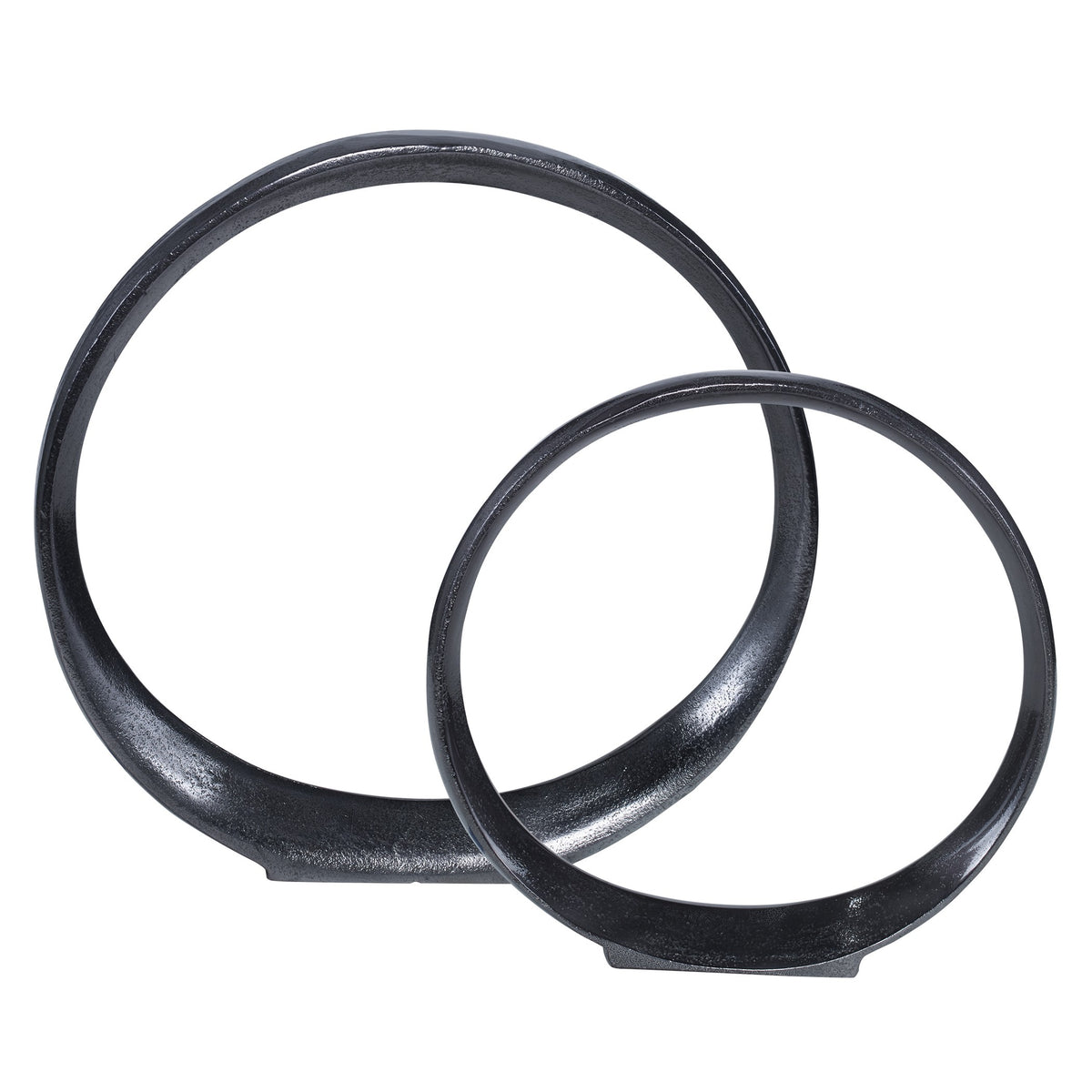 Orbits Black Ring Indoor-Outdoor Sculptures – Set of 2