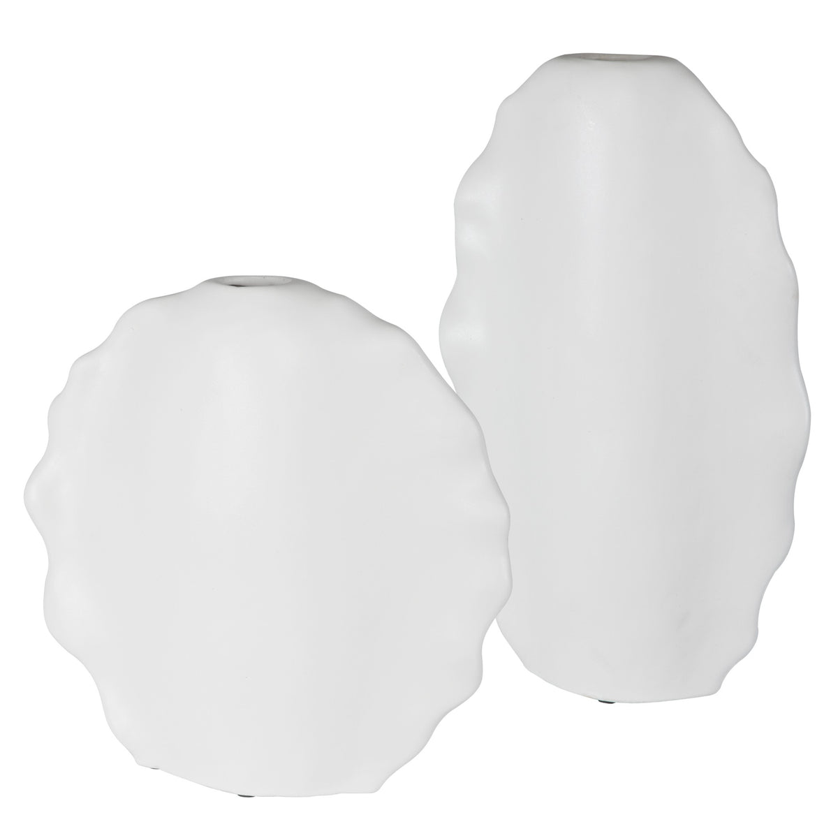 Ruffled Feathers Modern Indoor-Outdoor White Vases – Set of 2