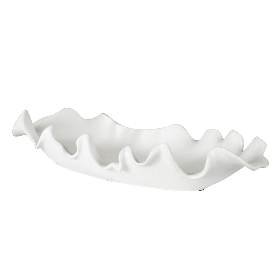 Ruffled Feathers Modern Indoor-Outdoor White Bowl