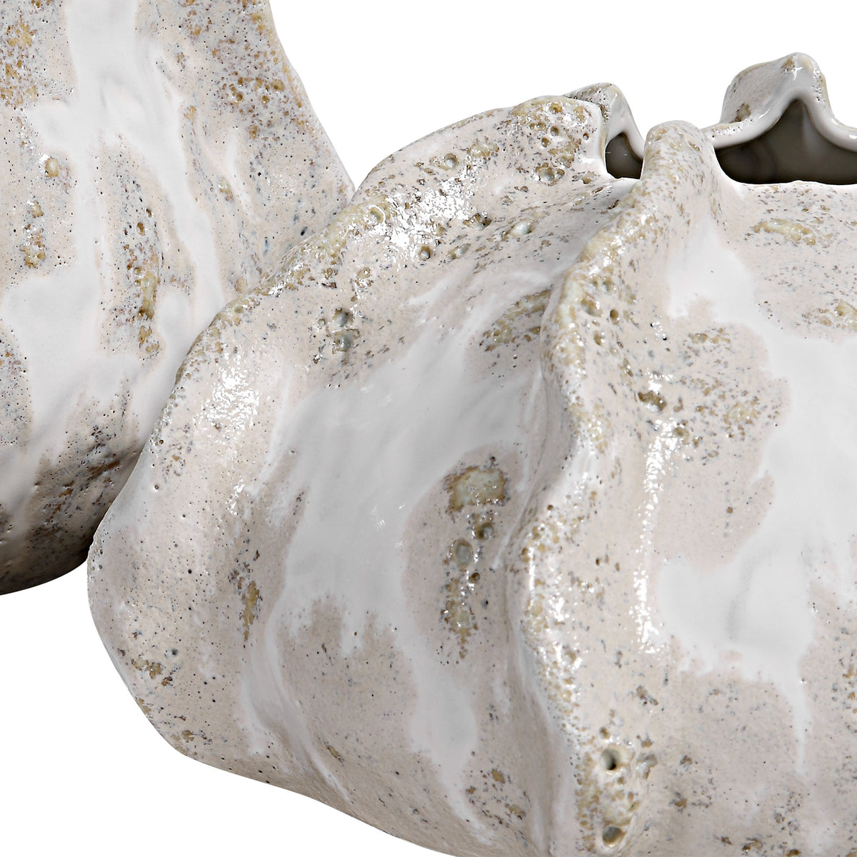 Urchin Textured Ivory Vases – Set of 2