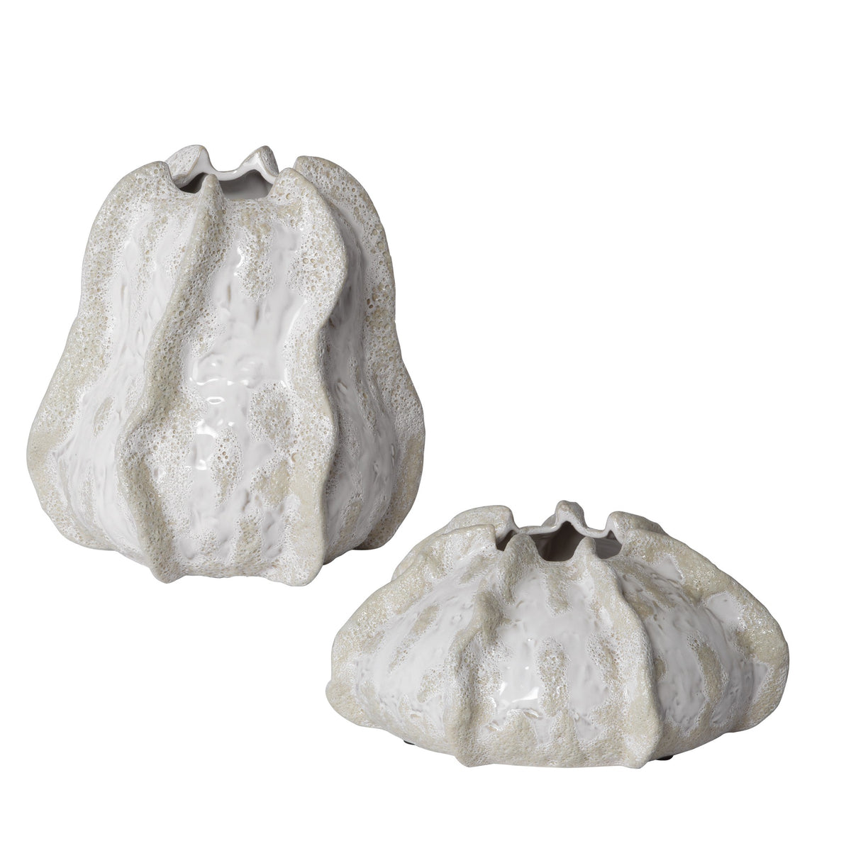 Urchin Textured Ivory Vases – Set of 2