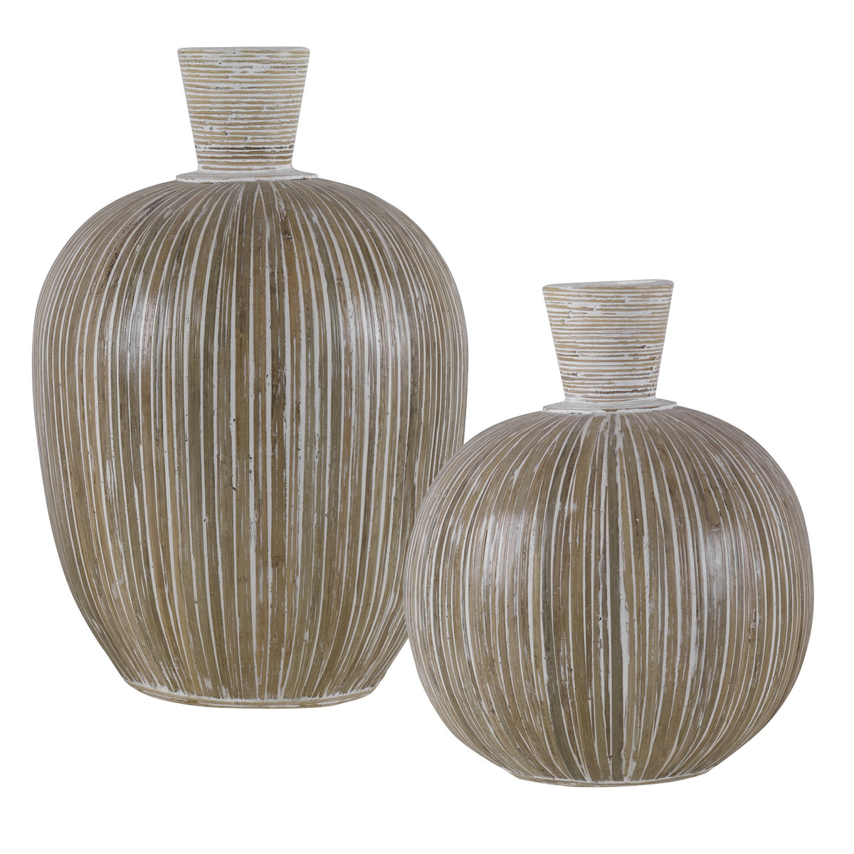Islander White Washed Vases – Set of 2