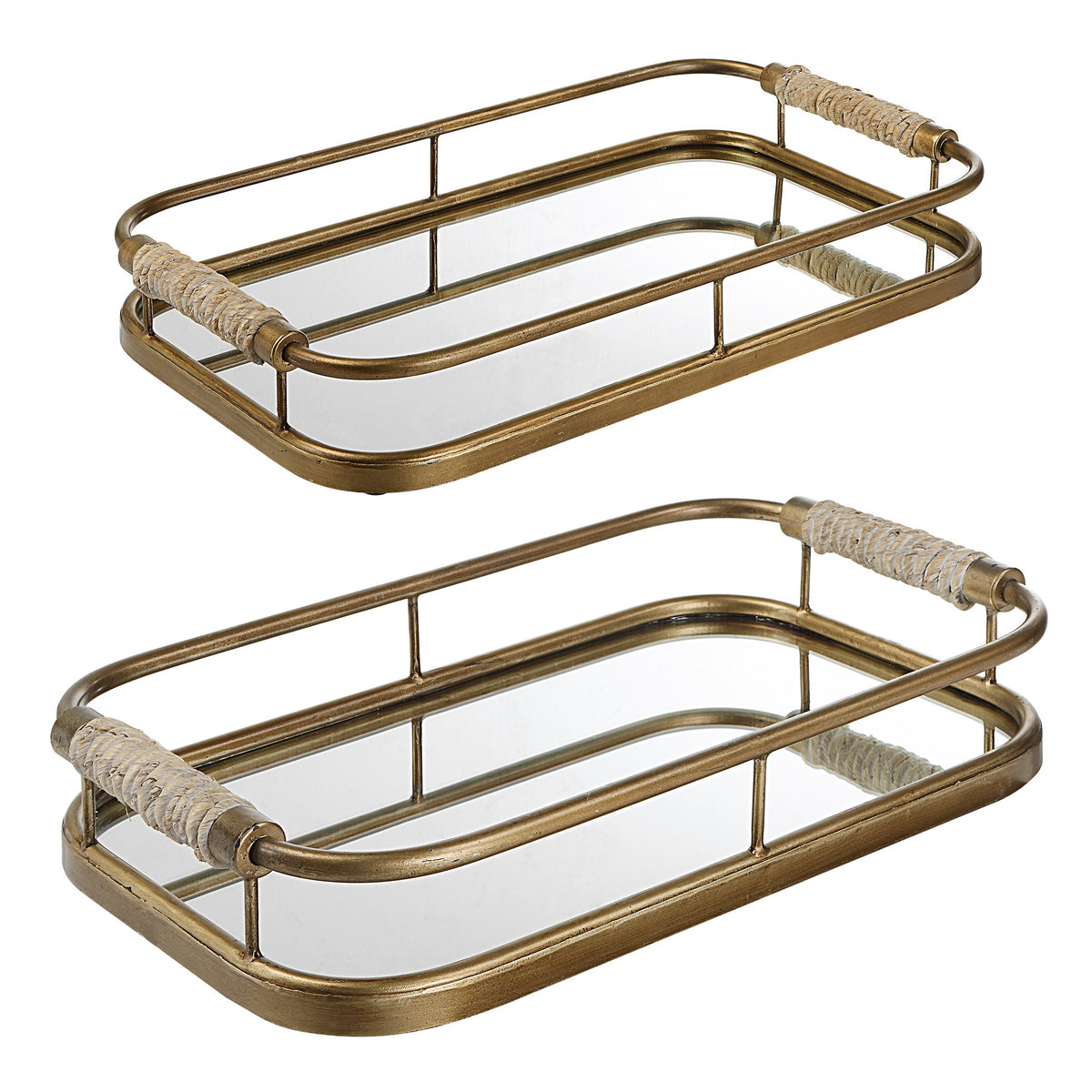 Rosea Brushed Gold Trays – Set of 2