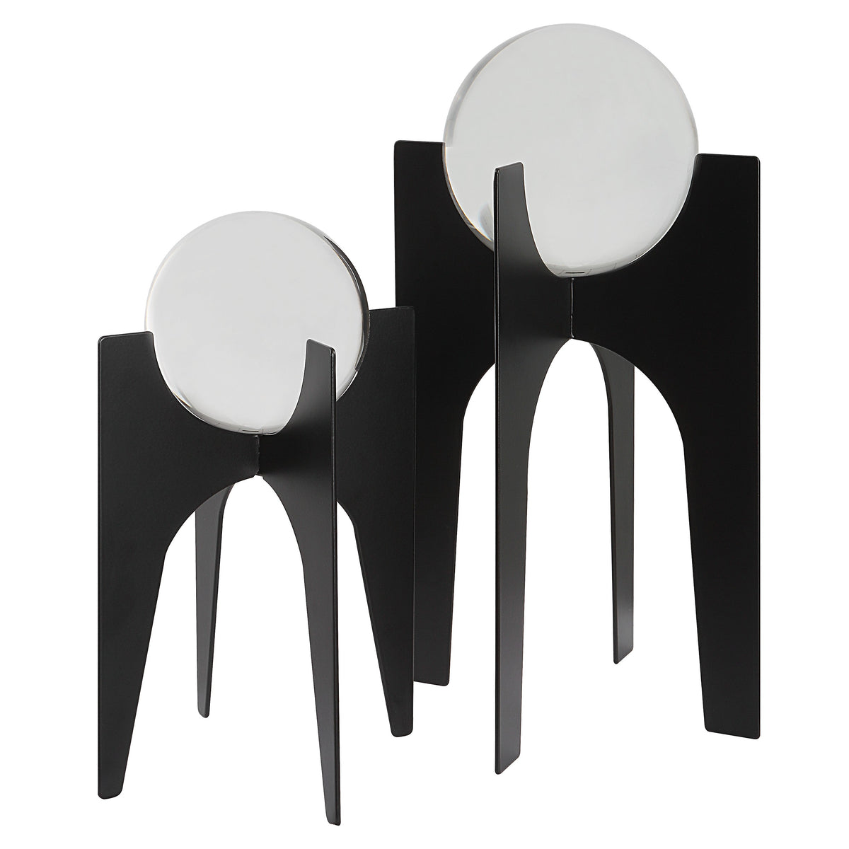 Ellianna Crystal Spheres on Black Base – Set of 2