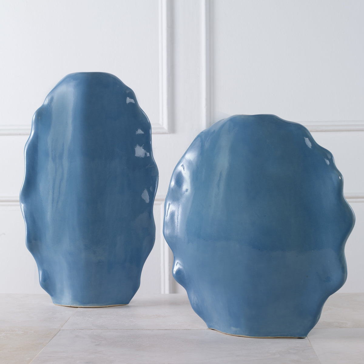 Ruffled Feathers Blue Vases – Set of 2