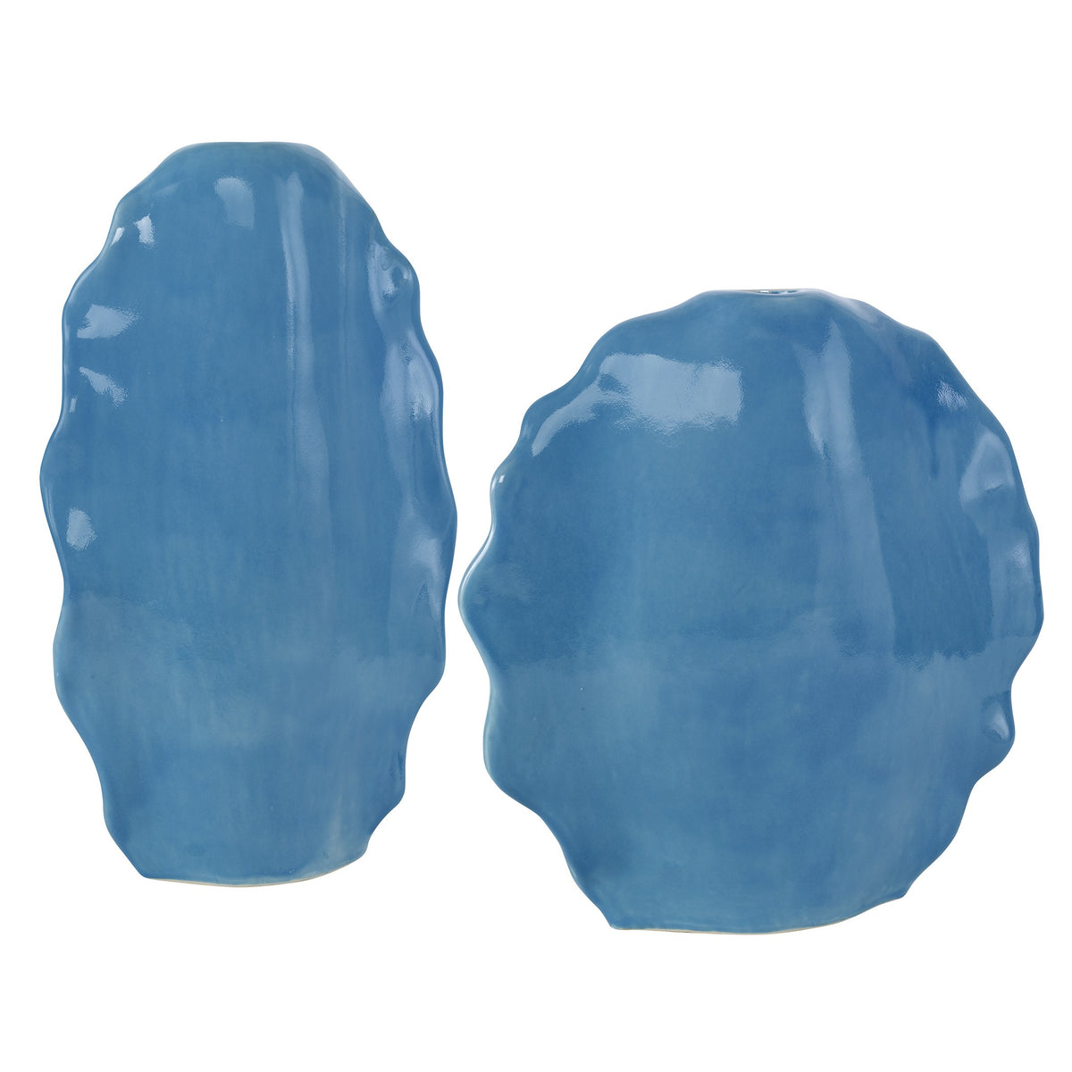 Ruffled Feathers Blue Vases – Set of 2