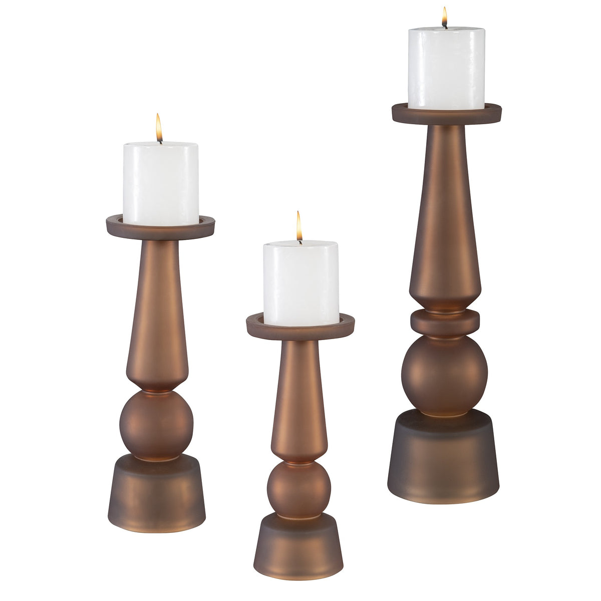 Cassiopeia Butter Rum Glass Candleholders – Set of 3