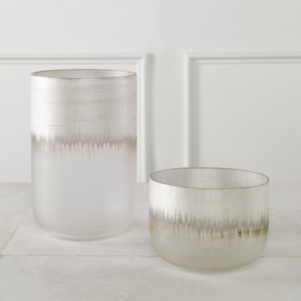 Frost Silver Drip Glass Vases – Set of 2