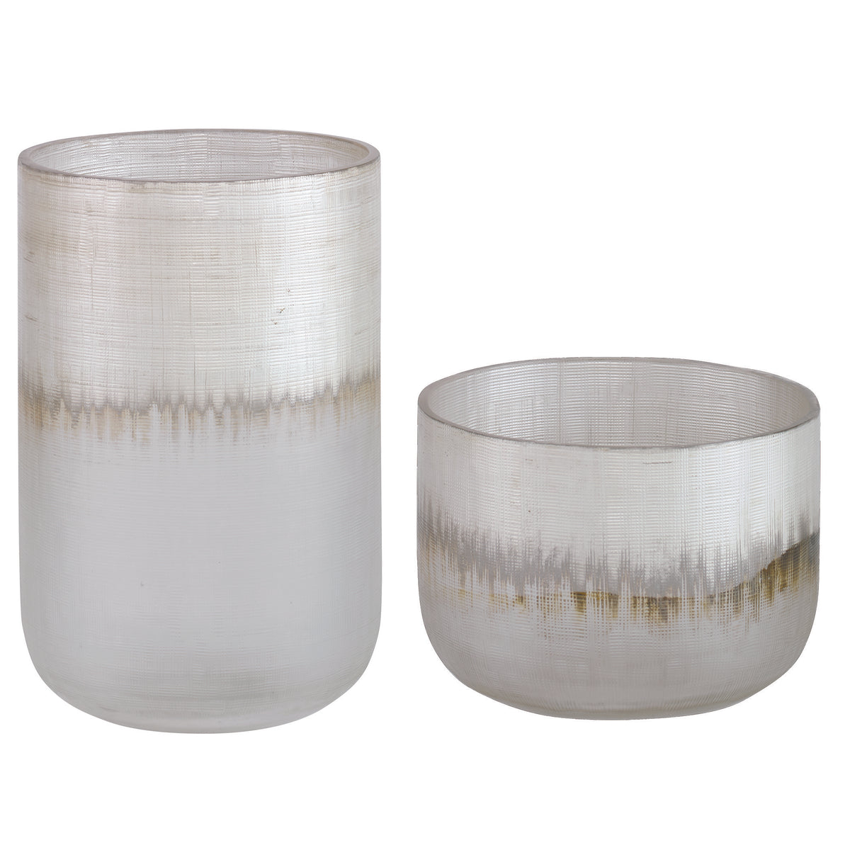 Frost Silver Drip Glass Vases – Set of 2